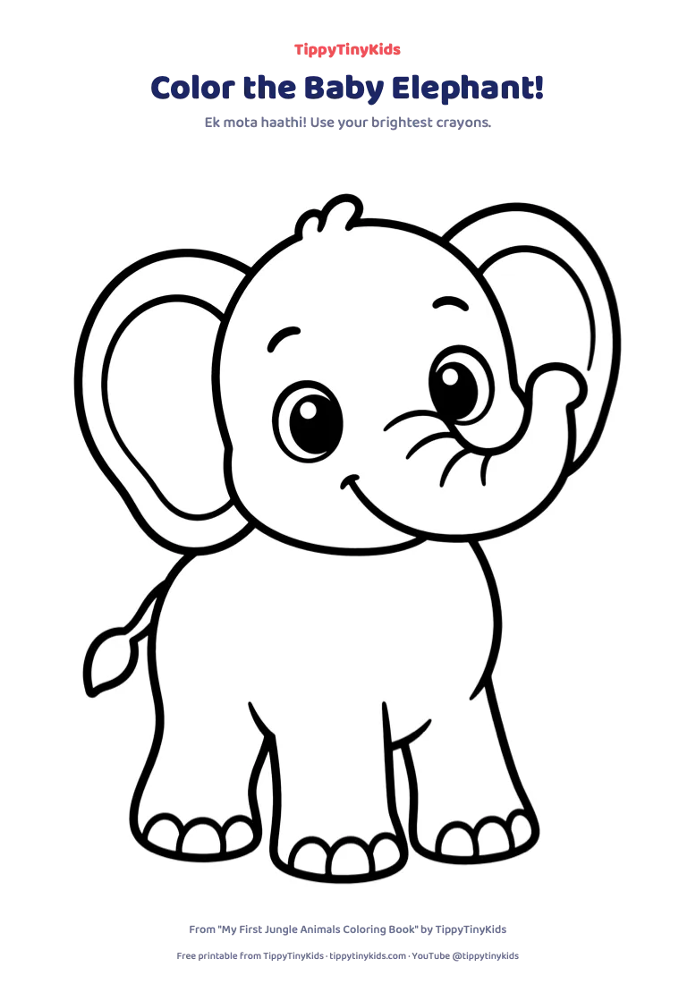 Preview of the Baby Elephant Coloring Page printable
