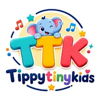 The TippyTinyKids logo: a little blue elephant peeking over the letters TTK